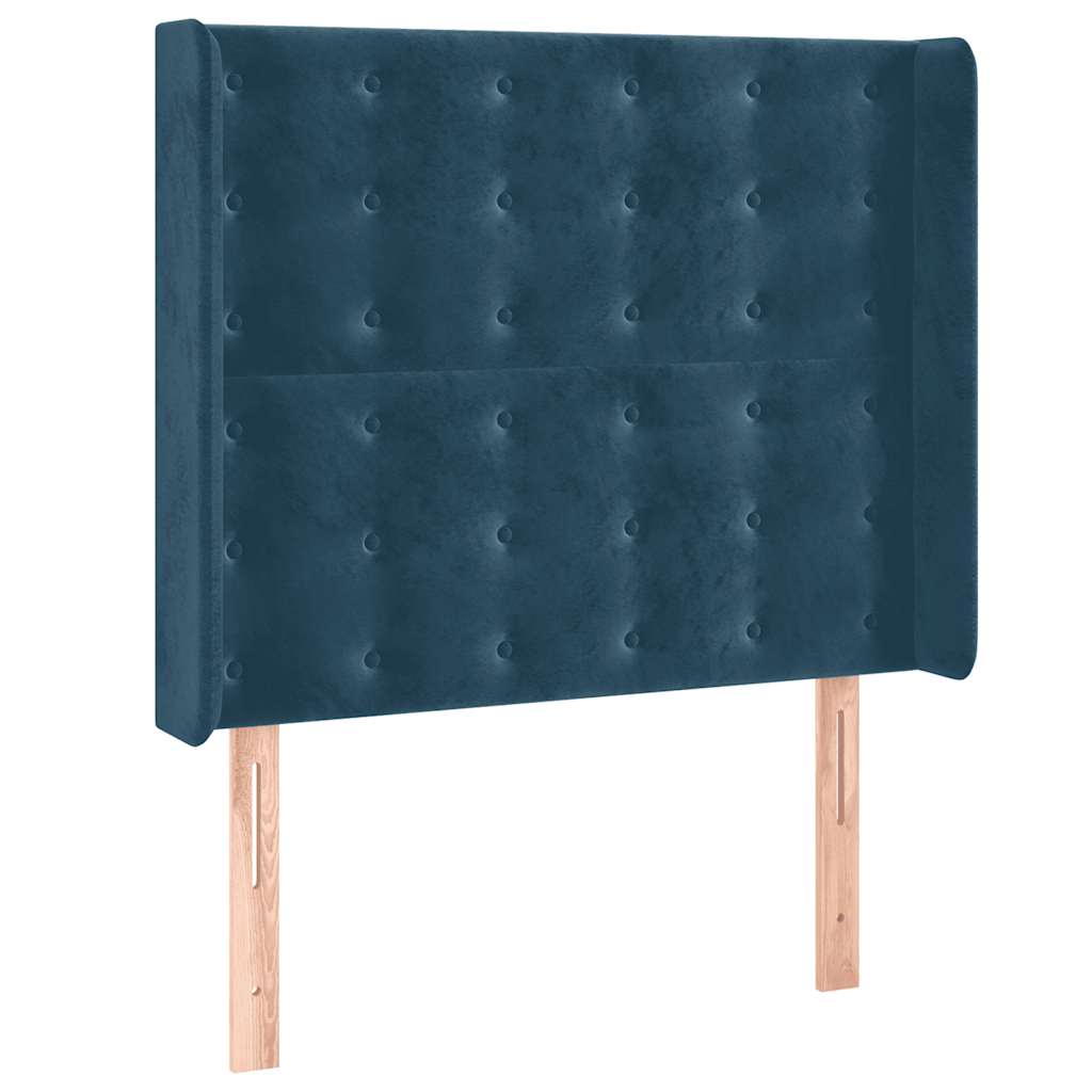 vidaXL Κρεβάτι Boxspring με Στρώμα & LED Σκ. Μπλε 80x200 εκ. Βελούδινο