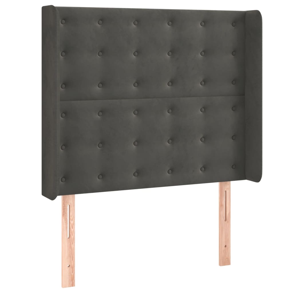 vidaXL Κρεβάτι Boxspring με Στρώμα & LED Σκ. Γκρι 90x200 εκ. Βελούδινο