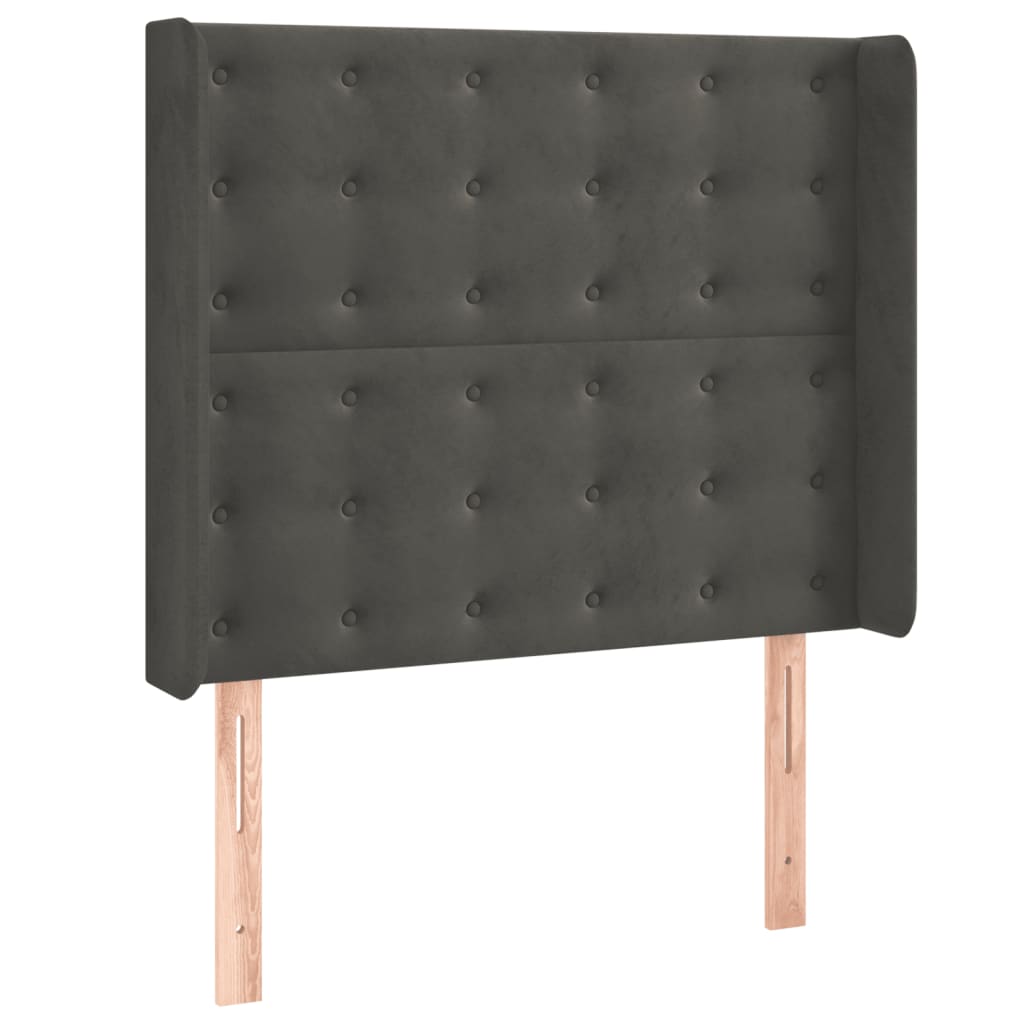 vidaXL Κρεβάτι Boxspring με Στρώμα & LED Σκ. Γκρι 100x200εκ. Βελούδινο