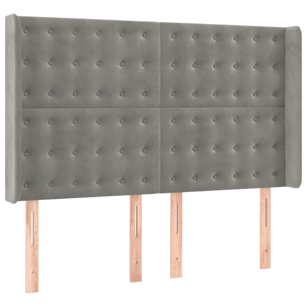 vidaXL Κρεβάτι Boxspring με Στρώμα&LED Αν. Γκρι 140x190 εκ. Βελούδινο