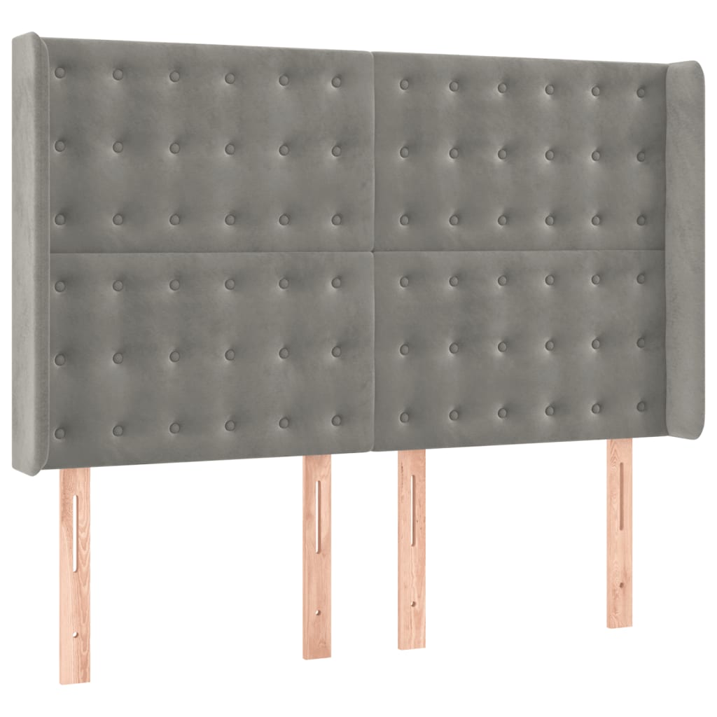 vidaXL Κρεβάτι Boxspring με Στρώμα & LED Αν.Γκρι 140x200 εκ. Βελούδινο