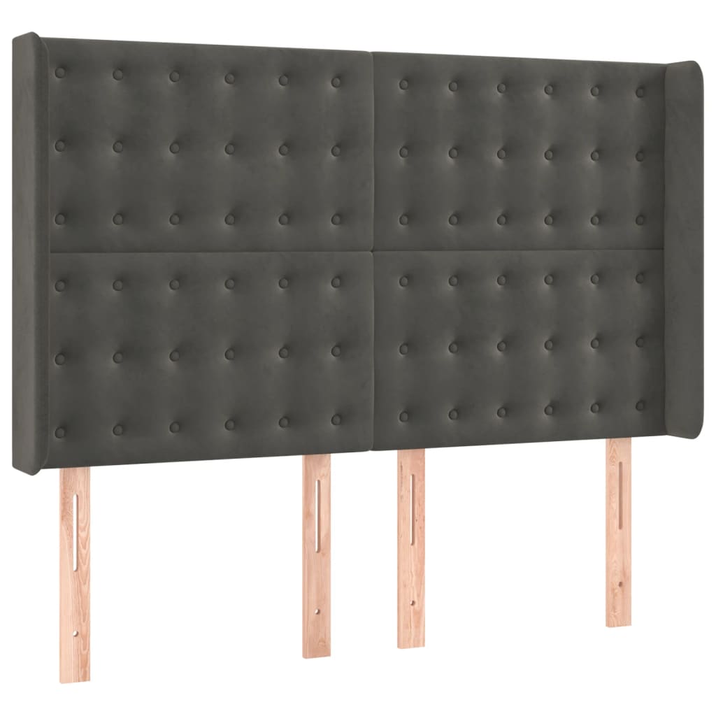 vidaXL Κρεβάτι Boxspring με Στρώμα & LED Σκ. Γκρι 140x200εκ. Βελούδινο