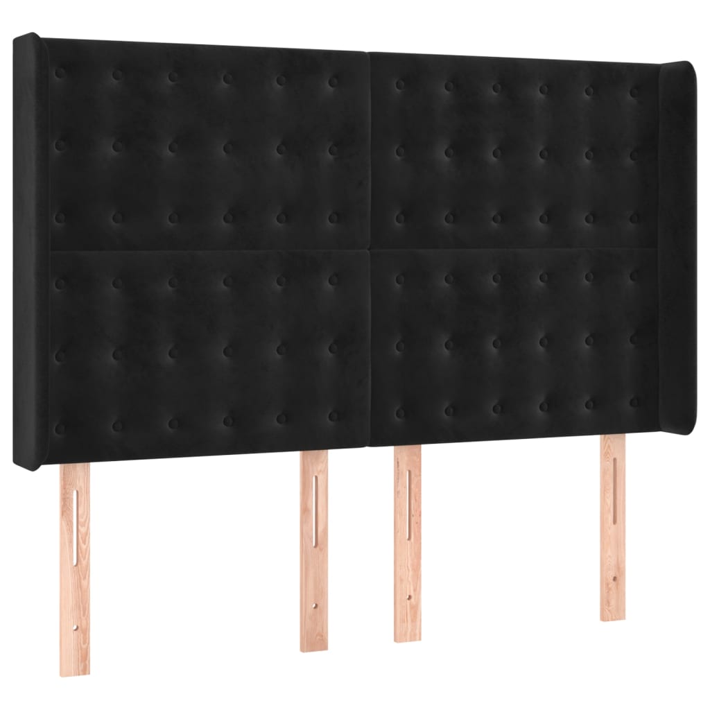 vidaXL Κρεβάτι Boxspring με Στρώμα & LED Μαύρο 140x200 εκ. Βελούδινο