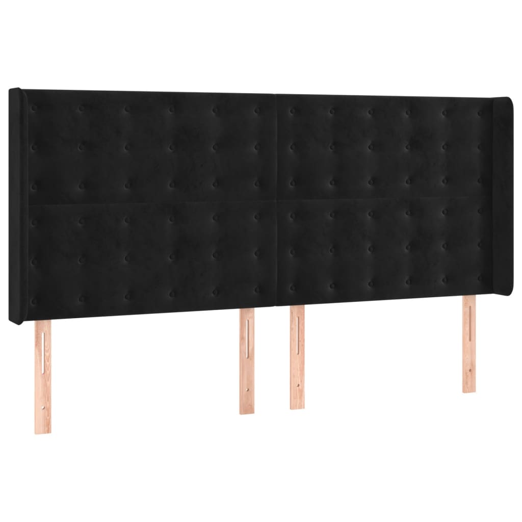 vidaXL Κρεβάτι Boxspring με Στρώμα & LED Μαύρο 160x200 εκ. Βελούδινο