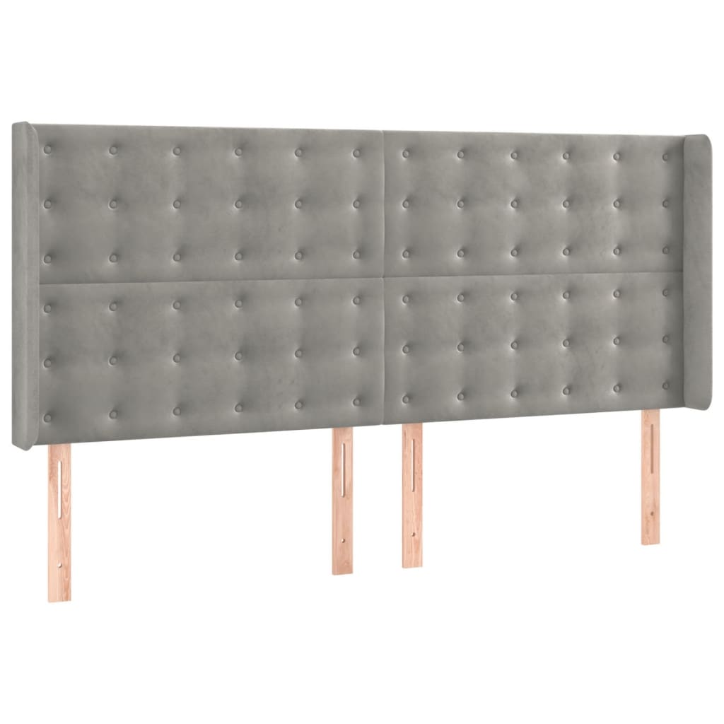vidaXL Κρεβάτι Boxspring με Στρώμα & LED Αν.Γκρι 180x200 εκ. Βελούδινο