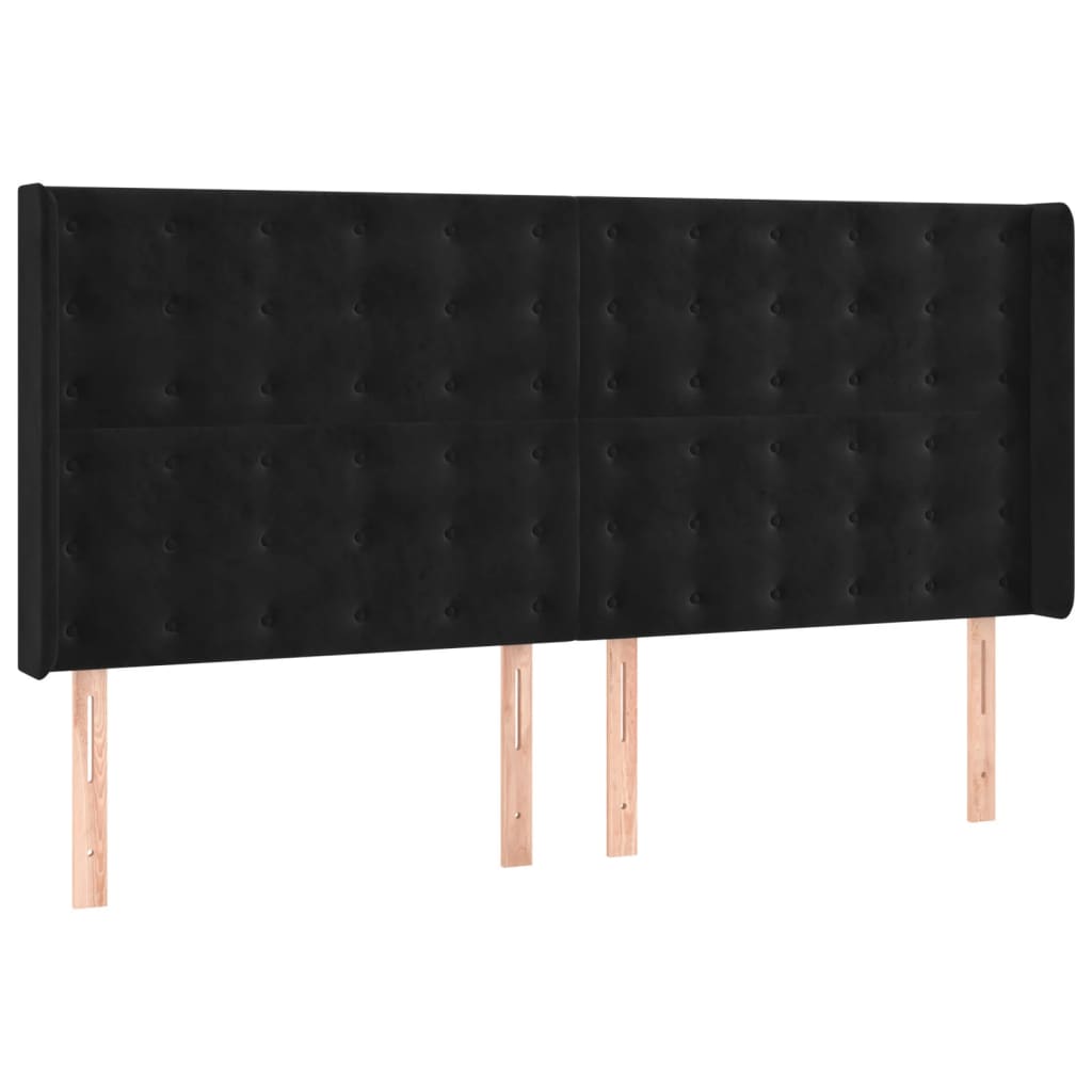 vidaXL Κρεβάτι Boxspring με Στρώμα & LED Μαύρο 180x200 εκ. Βελούδινο