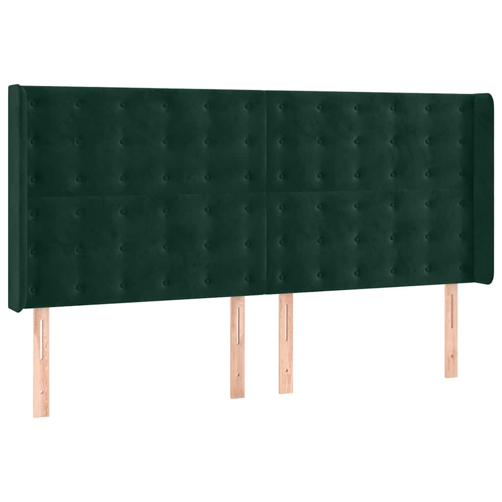 vidaXL Κρεβάτι Boxspring με Στρώμα & LED Σκ. Πράσινο 180x200εκ Βελούδο