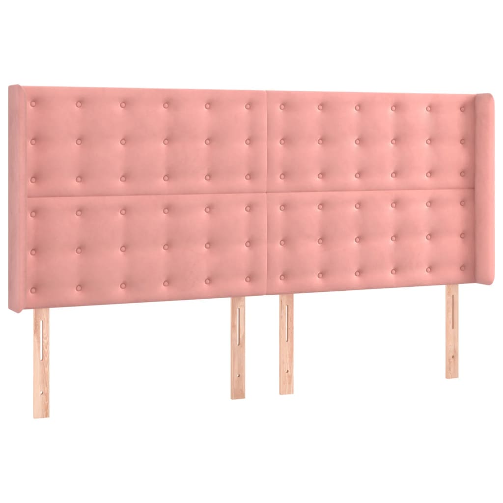 vidaXL Κρεβάτι Boxspring με Στρώμα & LED Ροζ 180x200 εκ. Βελούδινο