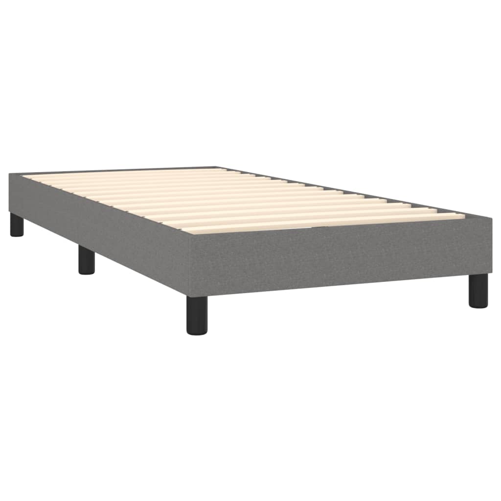 vidaXL Κρεβάτι Boxspring με Στρώμα & LED Σκ.Γκρι 90x190 εκ. Υφασμάτινο