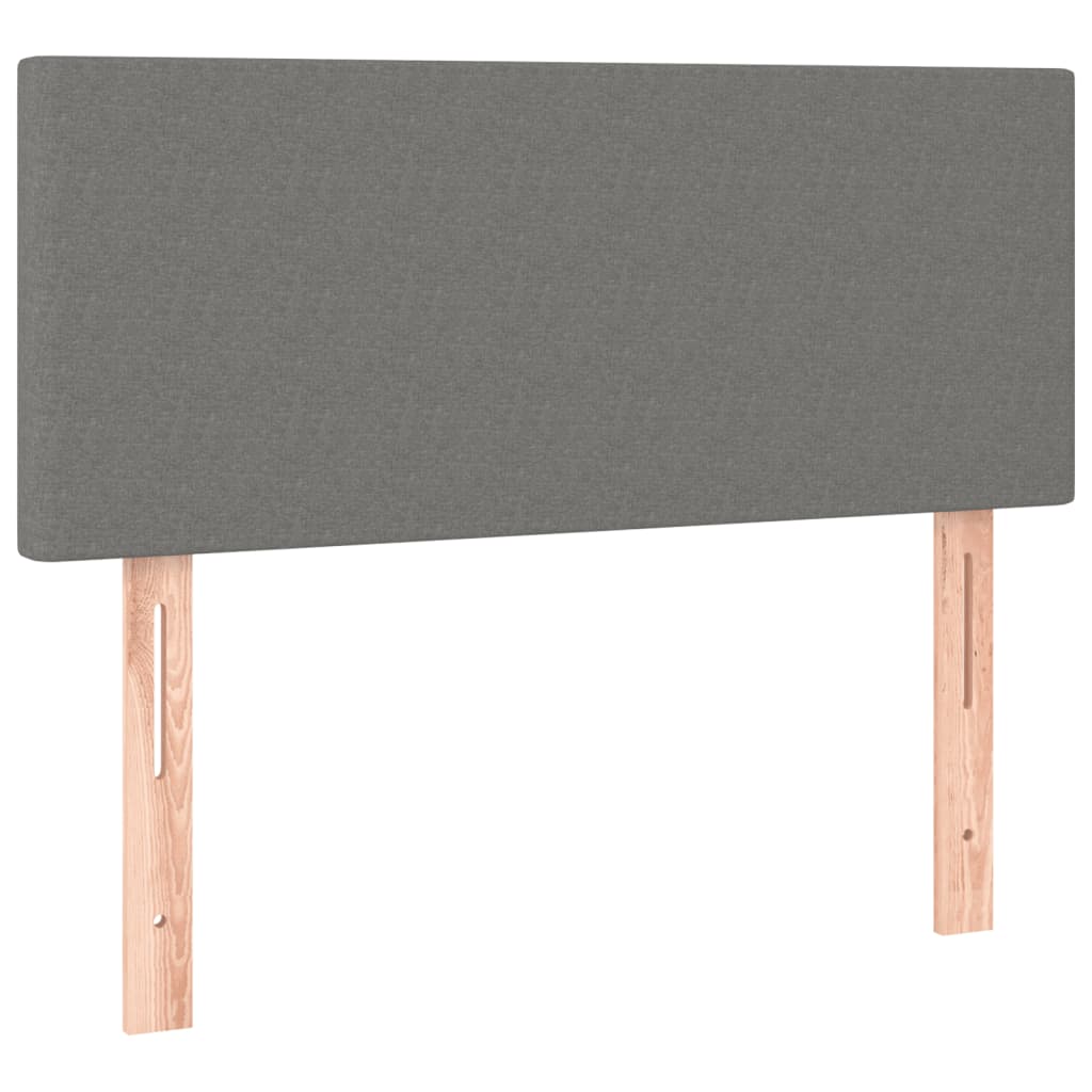 vidaXL Κρεβάτι Boxspring με Στρώμα & LED Σκ.Γκρι 90x190 εκ. Υφασμάτινο