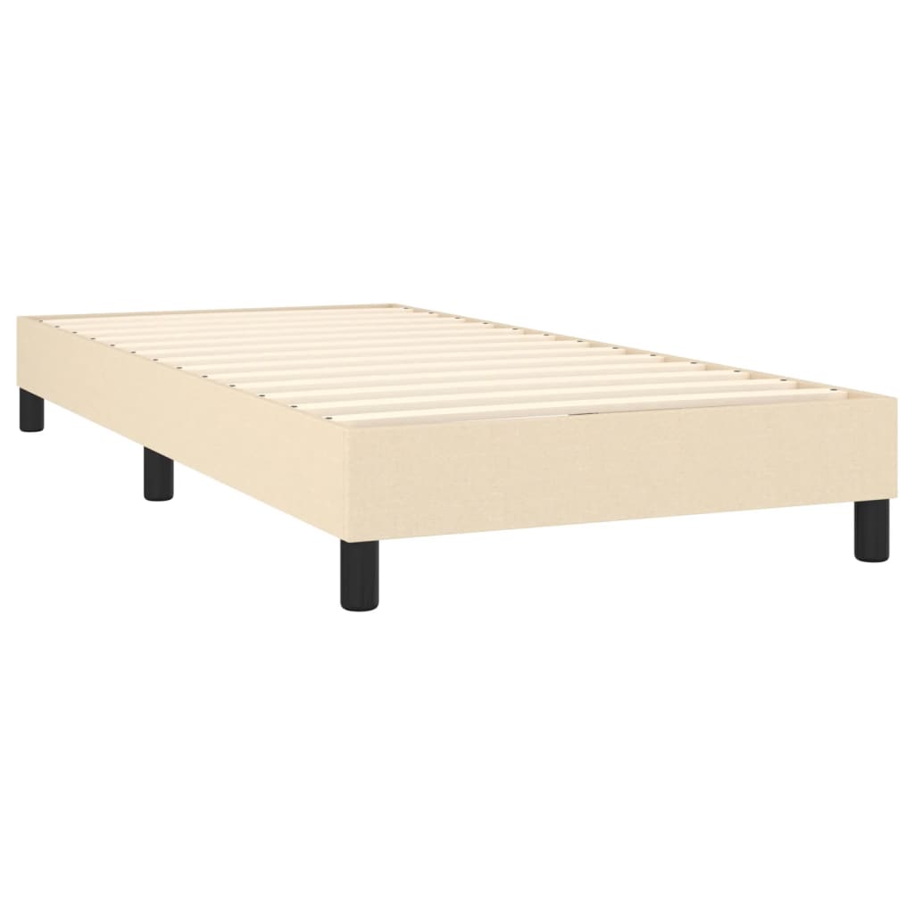 vidaXL Κρεβάτι Boxspring με Στρώμα & LED Κρεμ 90x190 εκ. Υφασμάτινο