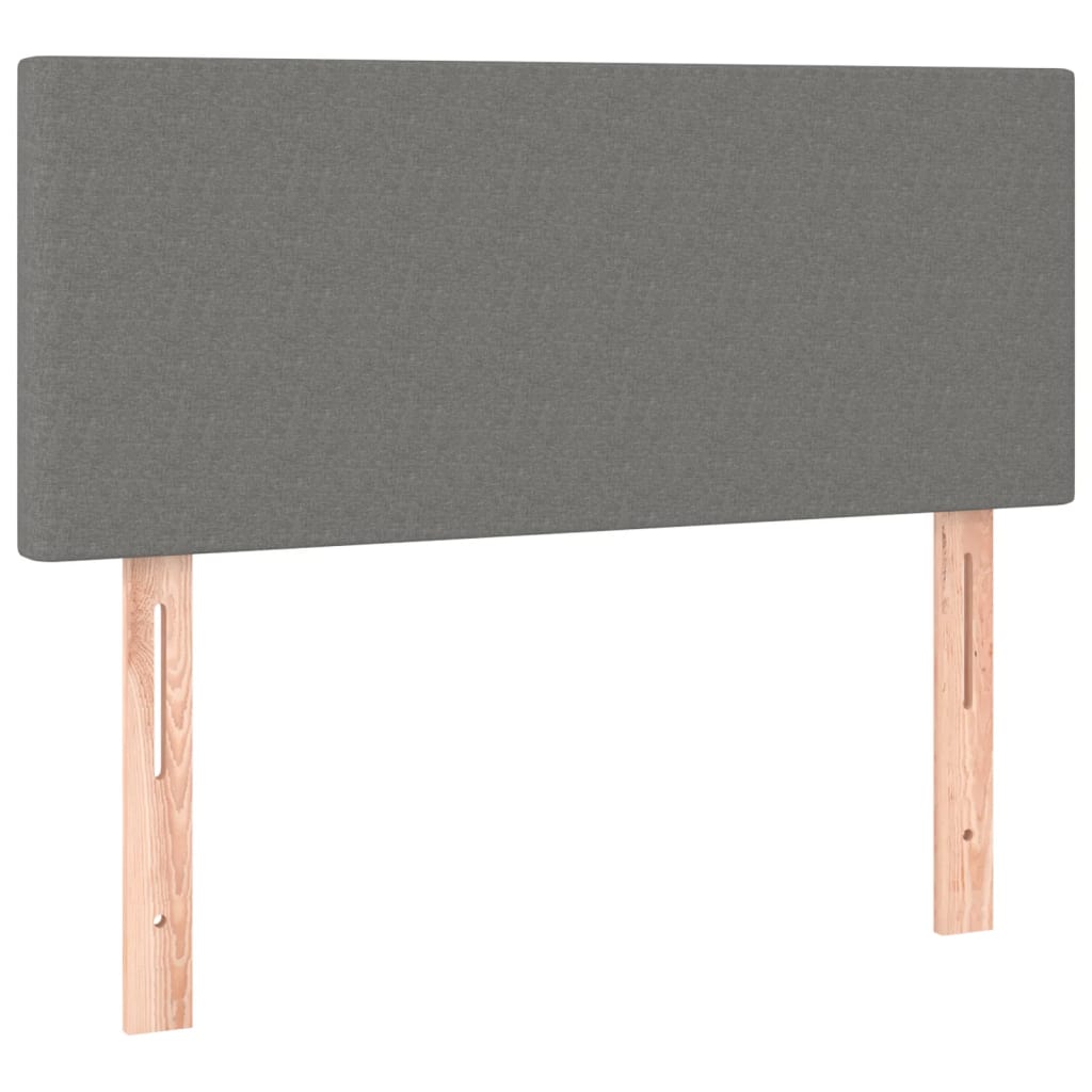 vidaXL Κρεβάτι Boxspring με Στρώμα & LED Σκ.Γκρι 90x200 εκ. Υφασμάτινο