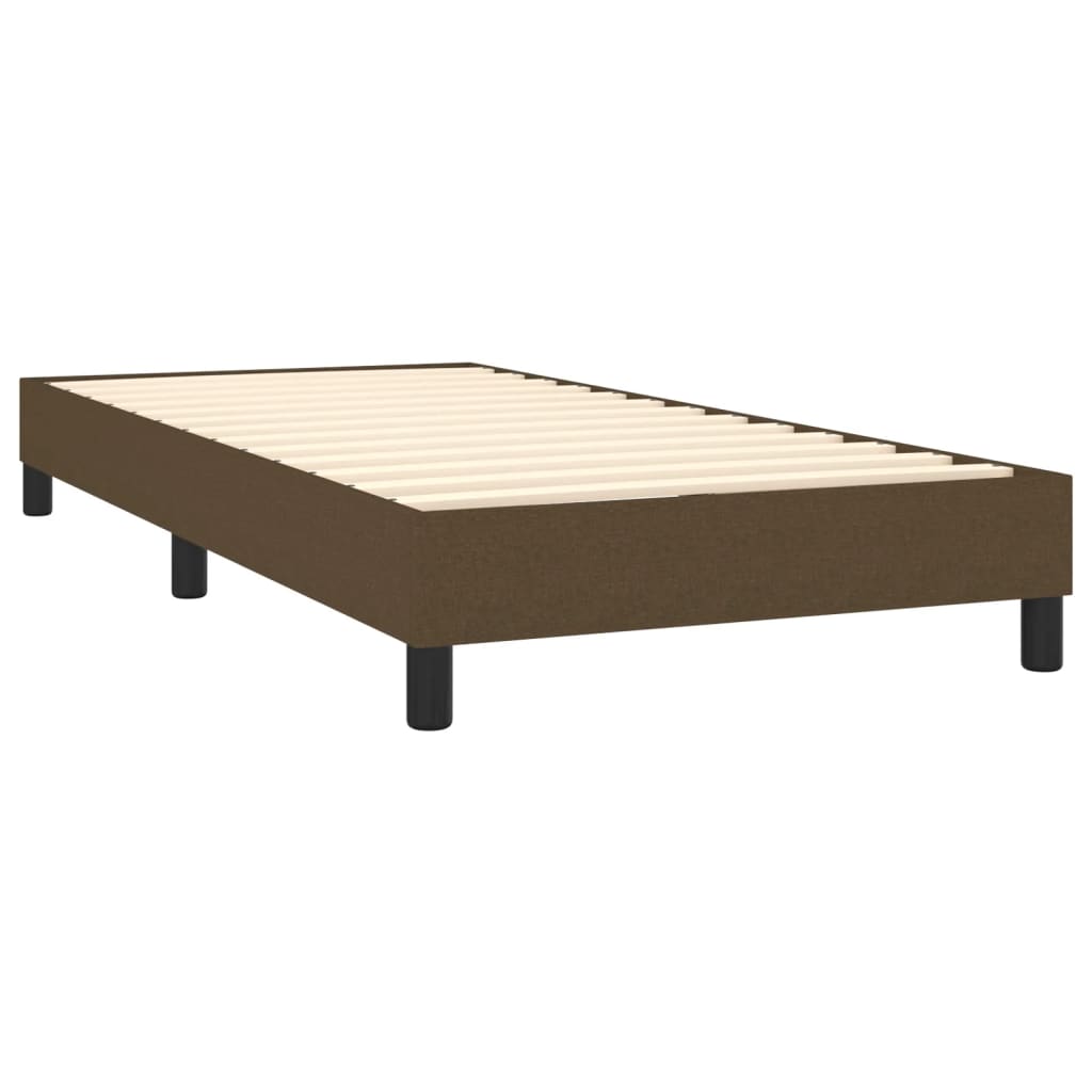 vidaXL Κρεβάτι Boxspring με Στρώμα & LED Σκ.Καφέ 100x200 εκ Υφασμάτινο