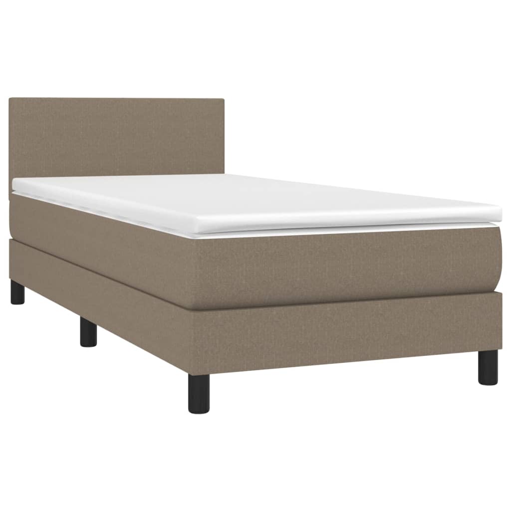 vidaXL Κρεβάτι Boxspring με Στρώμα & LED Taupe 100x200 εκ. Υφασμάτινο