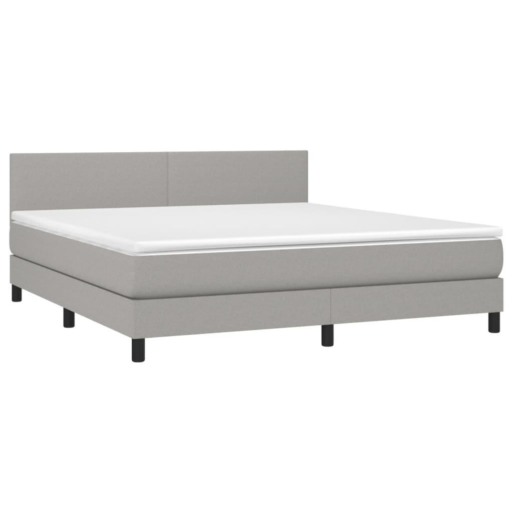 vidaXL Κρεβάτι Boxspring με Στρώμα & LED Αν.Γκρι 160x200 εκ Υφασμάτινο