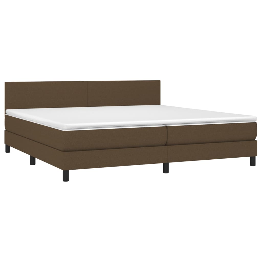 vidaXL Κρεβάτι Boxspring με Στρώμα & LED Σκ.Καφέ 200x200 εκ Υφασμάτινο