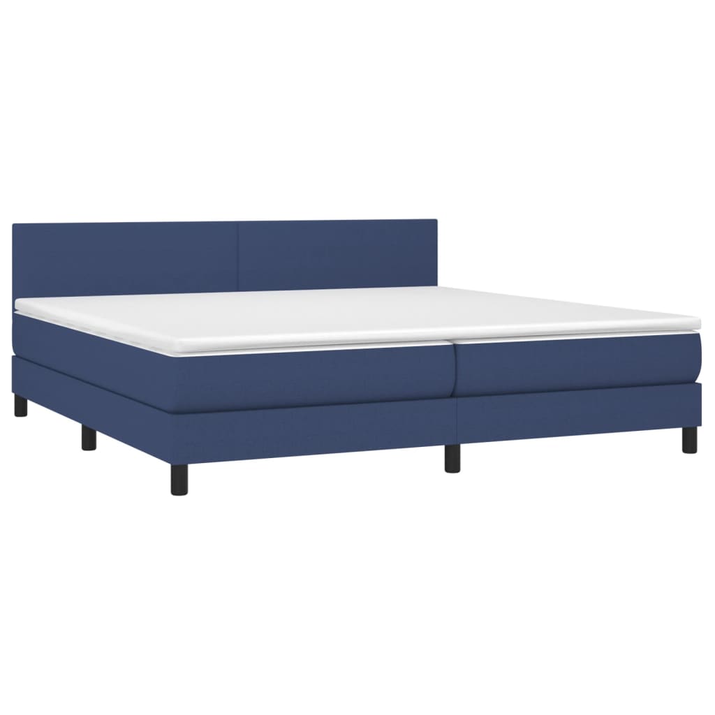 vidaXL Κρεβάτι Boxspring με Στρώμα & LED Μπλε 200x200 εκ. Υφασμάτινο