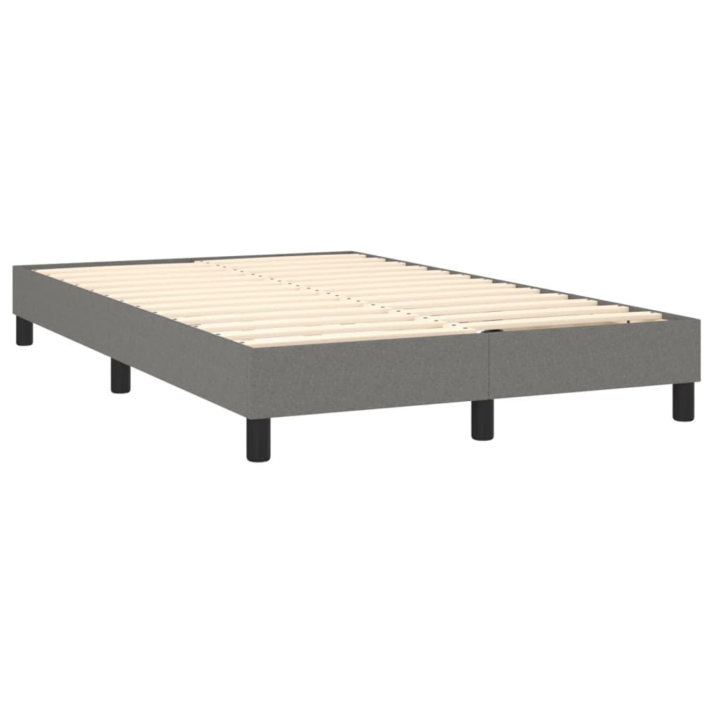 vidaXL Κρεβάτι Boxspring με Στρώμα & LED Σκ.Γκρι 120x200 εκ Υφασμάτινο