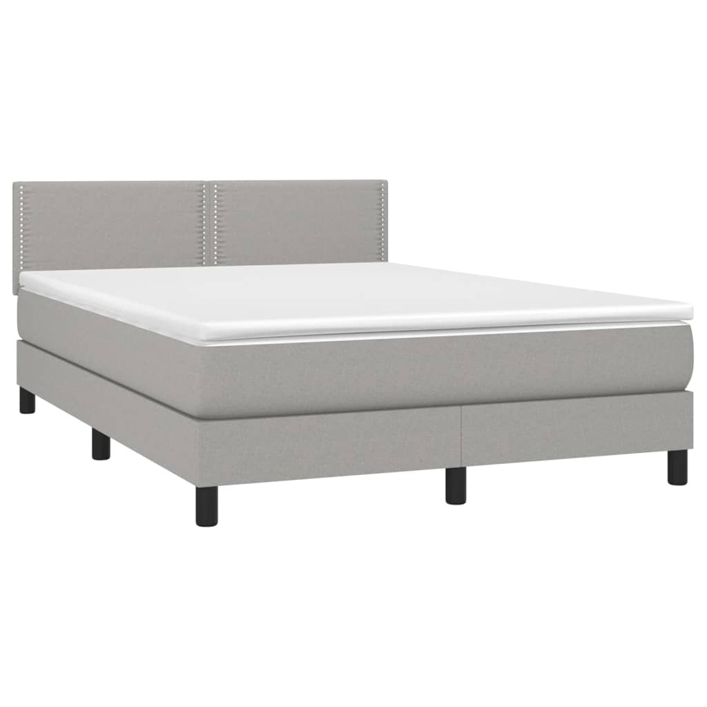 vidaXL Κρεβάτι Boxspring με Στρώμα & LED Αν.Γκρι 140x200 εκ Υφασμάτινο