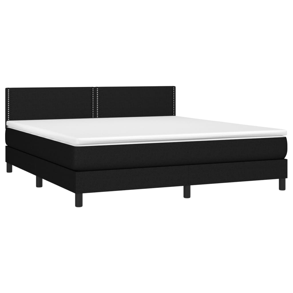 vidaXL Κρεβάτι Boxspring με Στρώμα & LED Μαύρο 160x200 εκ. Υφασμάτινο