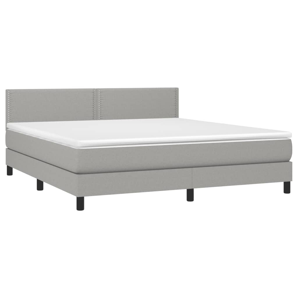 vidaXL Κρεβάτι Boxspring με Στρώμα & LED Αν.Γκρι 180x200 εκ Υφασμάτινο