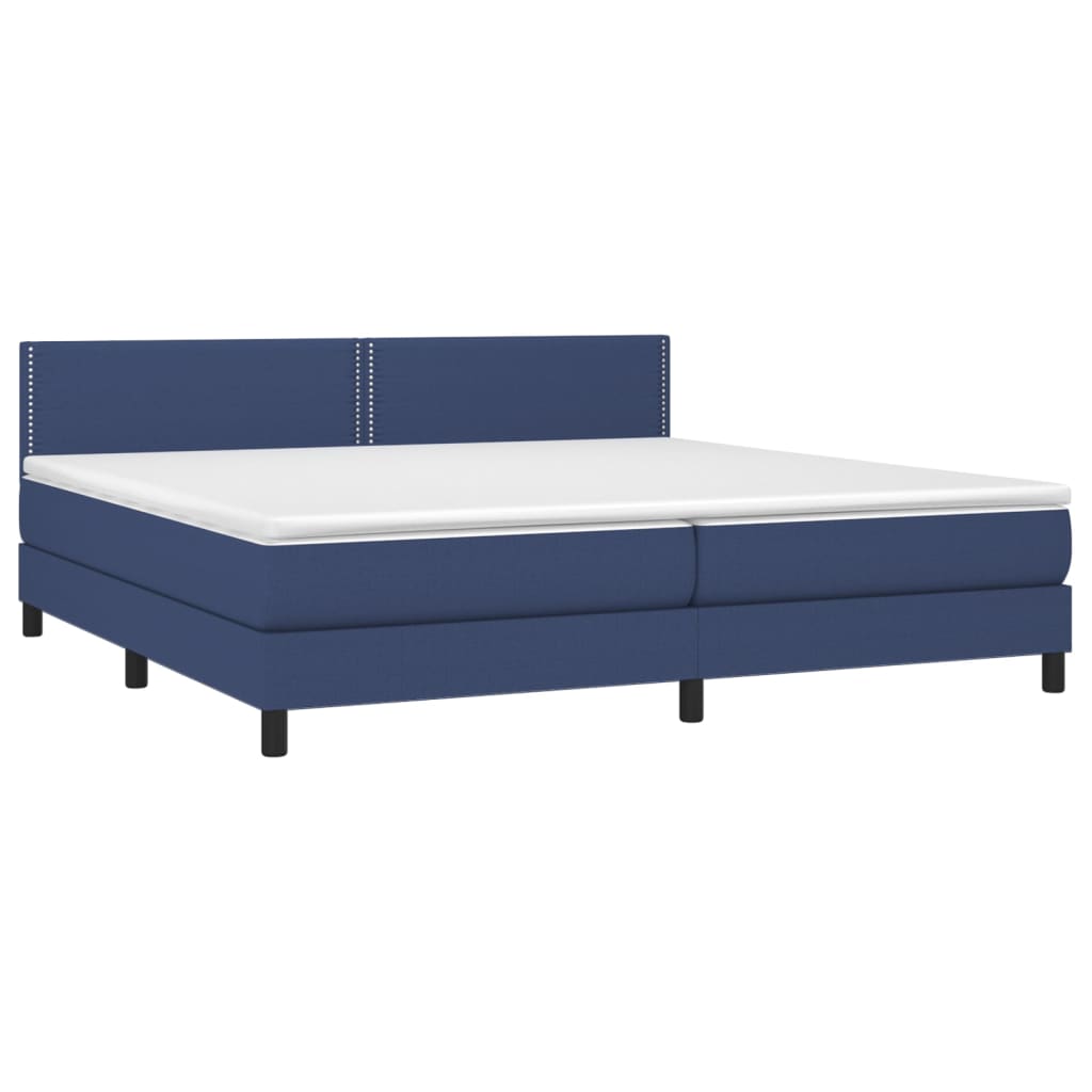 vidaXL Κρεβάτι Boxspring με Στρώμα & LED Μπλε 200x200 εκ. Υφασμάτινο