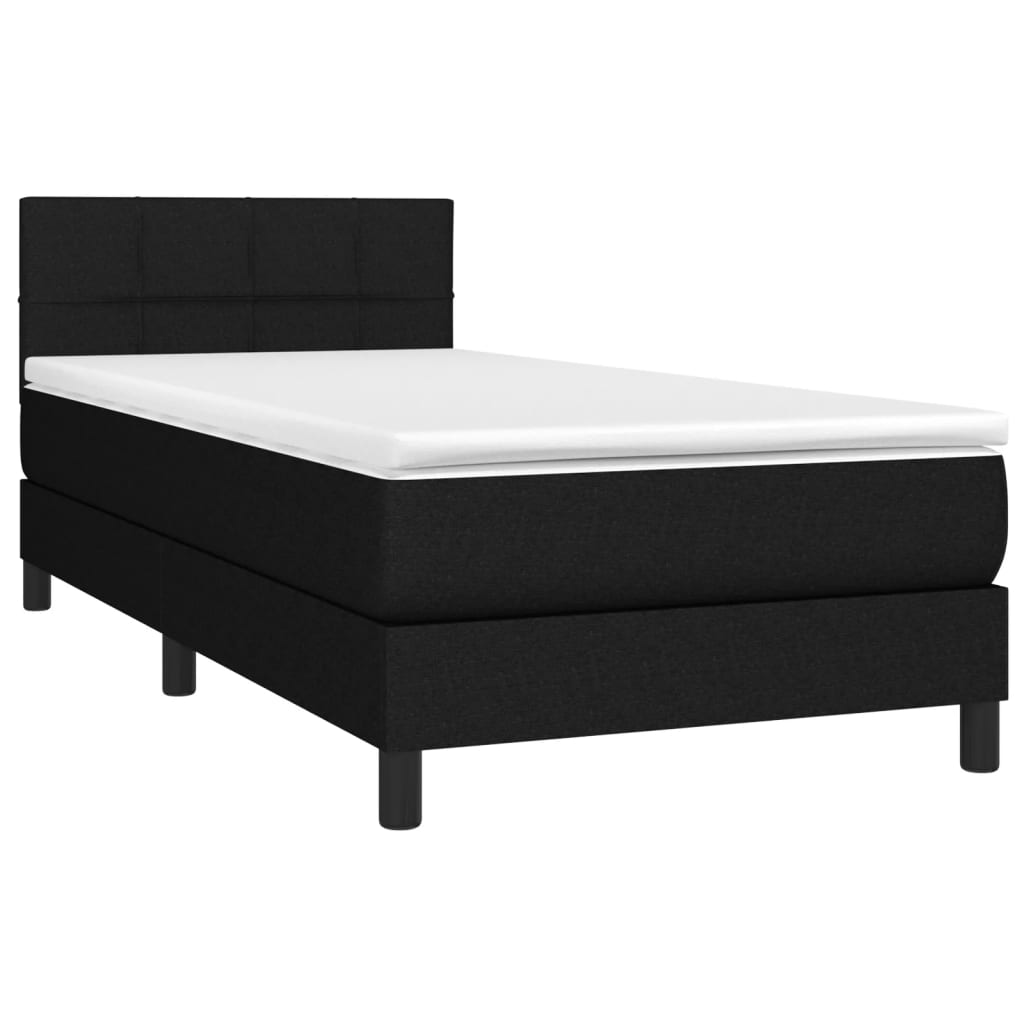vidaXL Κρεβάτι Boxspring με Στρώμα & LED Μαύρο 80x200 εκ. Υφασμάτινο