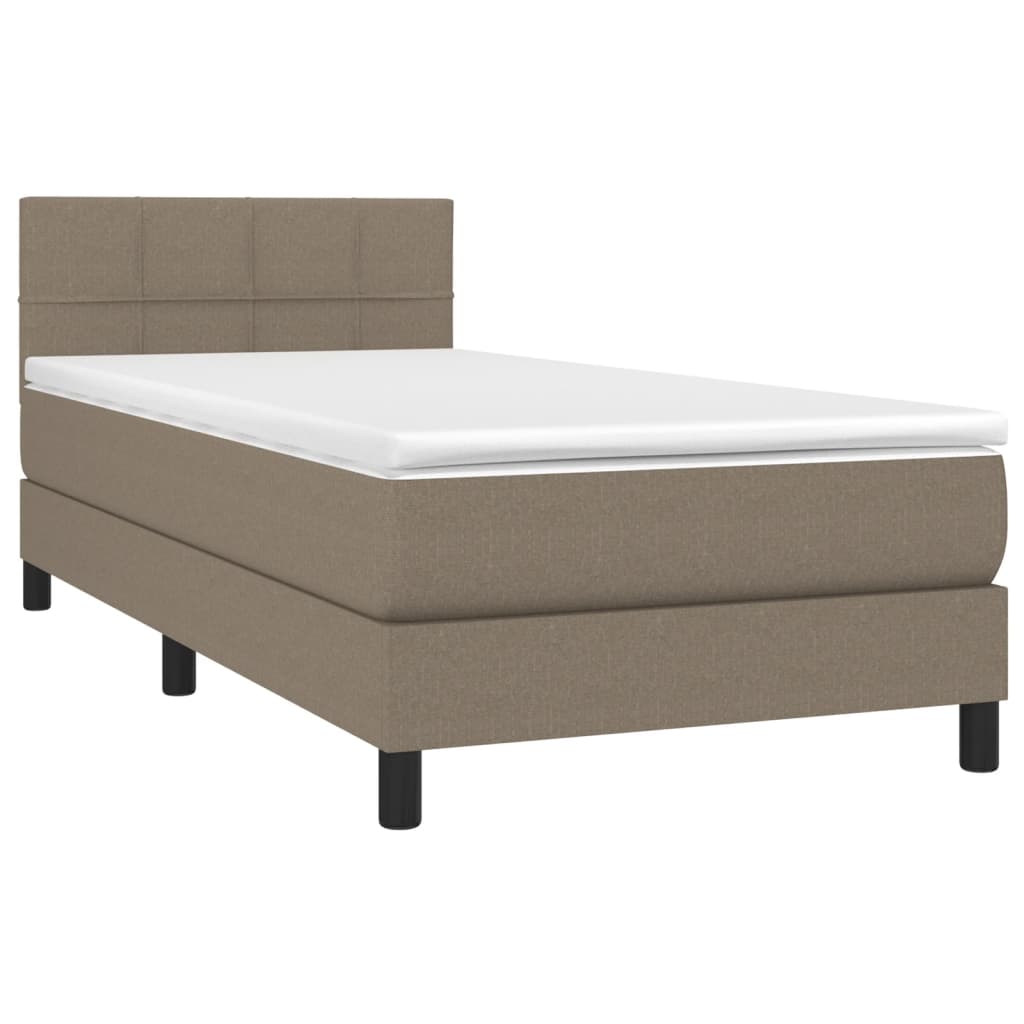 vidaXL Κρεβάτι Boxspring με Στρώμα & LED Taupe 90x190 εκ. Υφασμάτινο
