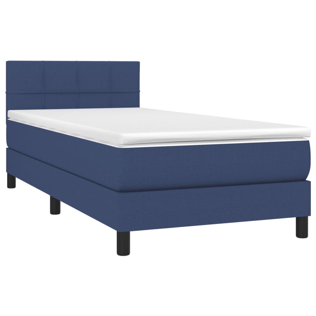 vidaXL Κρεβάτι Boxspring με Στρώμα & LED Μπλε 90x190 εκ. Υφασμάτινο