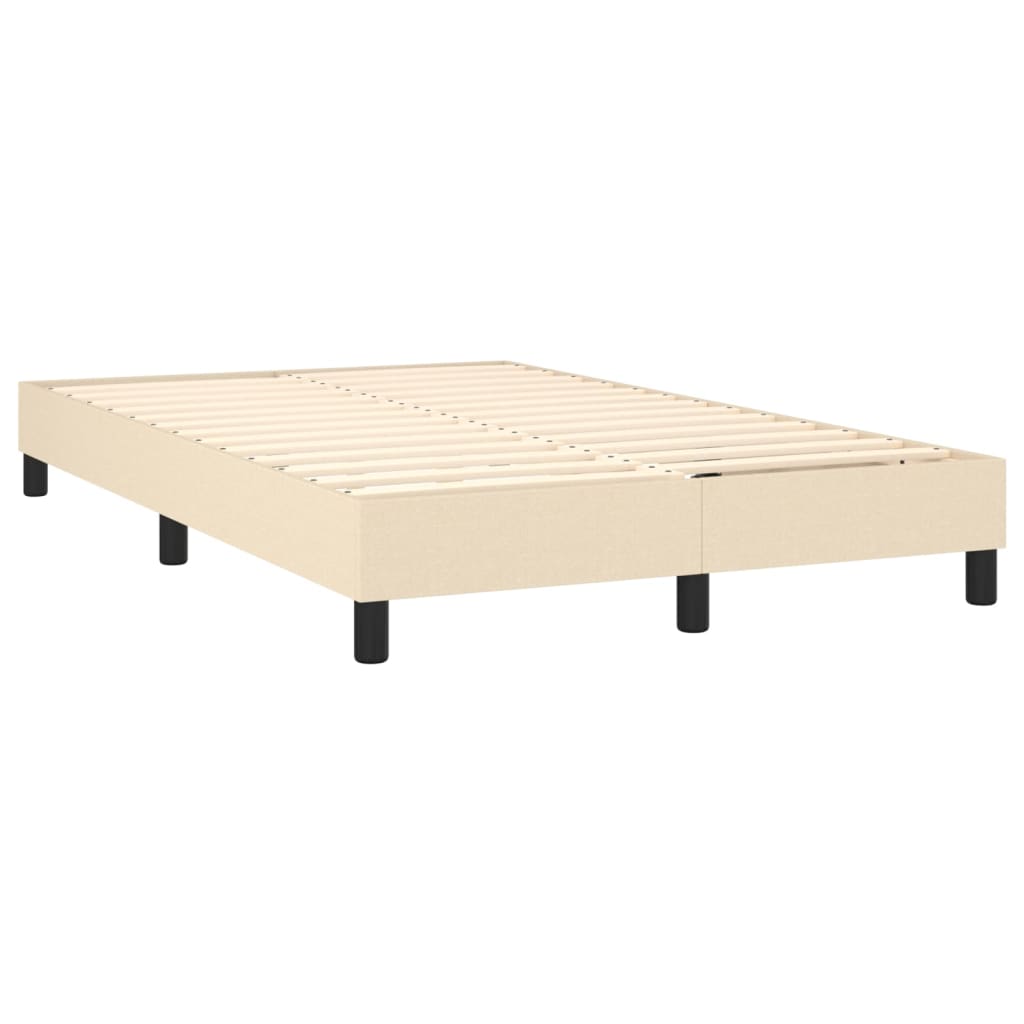 vidaXL Κρεβάτι Boxspring με Στρώμα & LED Κρεμ 120x200 εκ. Υφασμάτινο