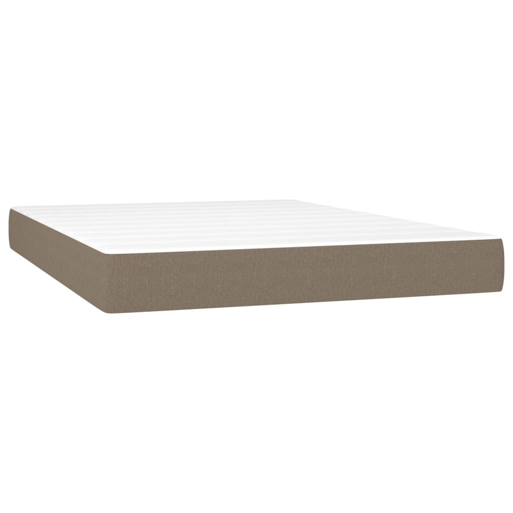 vidaXL Κρεβάτι Boxspring με Στρώμα & LED Taupe 140x190 εκ. Υφασμάτινο