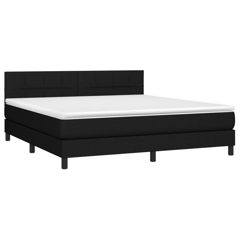 vidaXL Κρεβάτι Boxspring με Στρώμα & LED Μαύρο 180x200 εκ. Υφασμάτινο