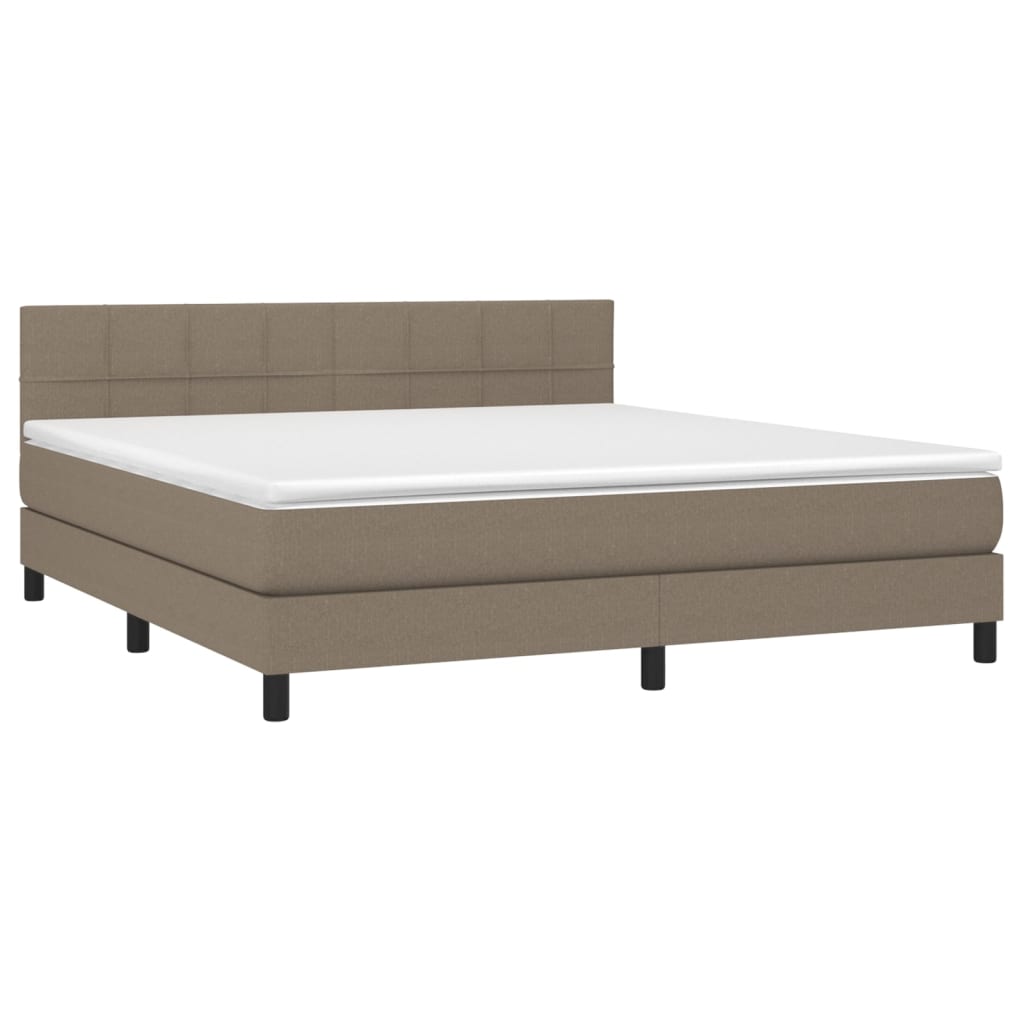 vidaXL Κρεβάτι Boxspring με Στρώμα & LED Taupe 180x200 εκ. Υφασμάτινο