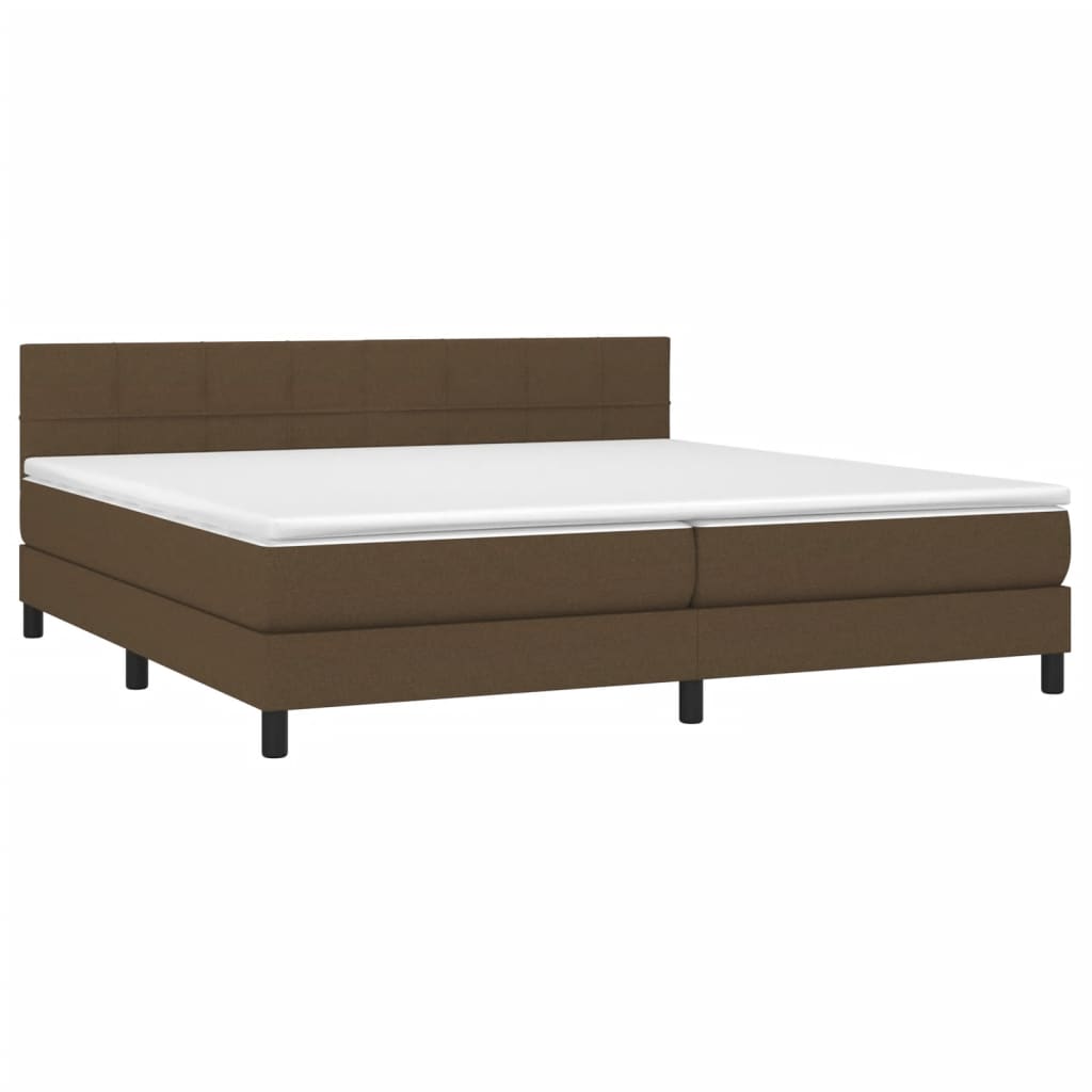 vidaXL Κρεβάτι Boxspring με Στρώμα & LED Σκ.Καφέ 200x200 εκ Υφασμάτινο