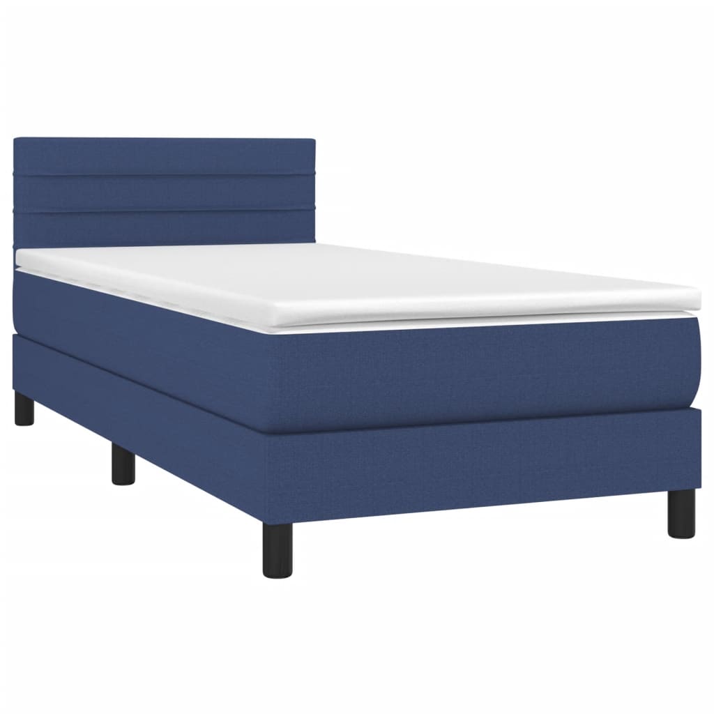 vidaXL Κρεβάτι Boxspring με Στρώμα & LED Μπλε 90x190 εκ. Υφασμάτινο