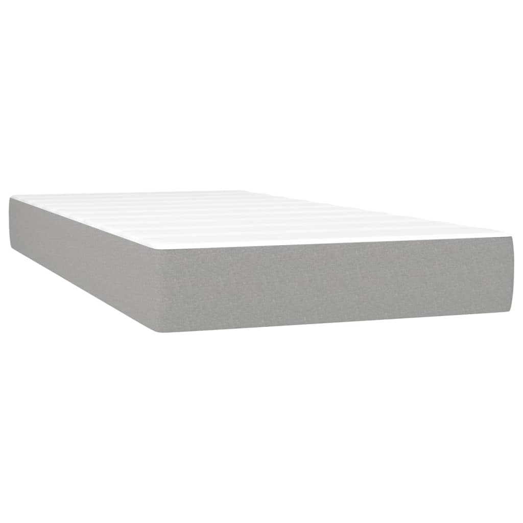 vidaXL Κρεβάτι Boxspring με Στρώμα & LED Αν.Γκρι 100x200 εκ Υφασμάτινο