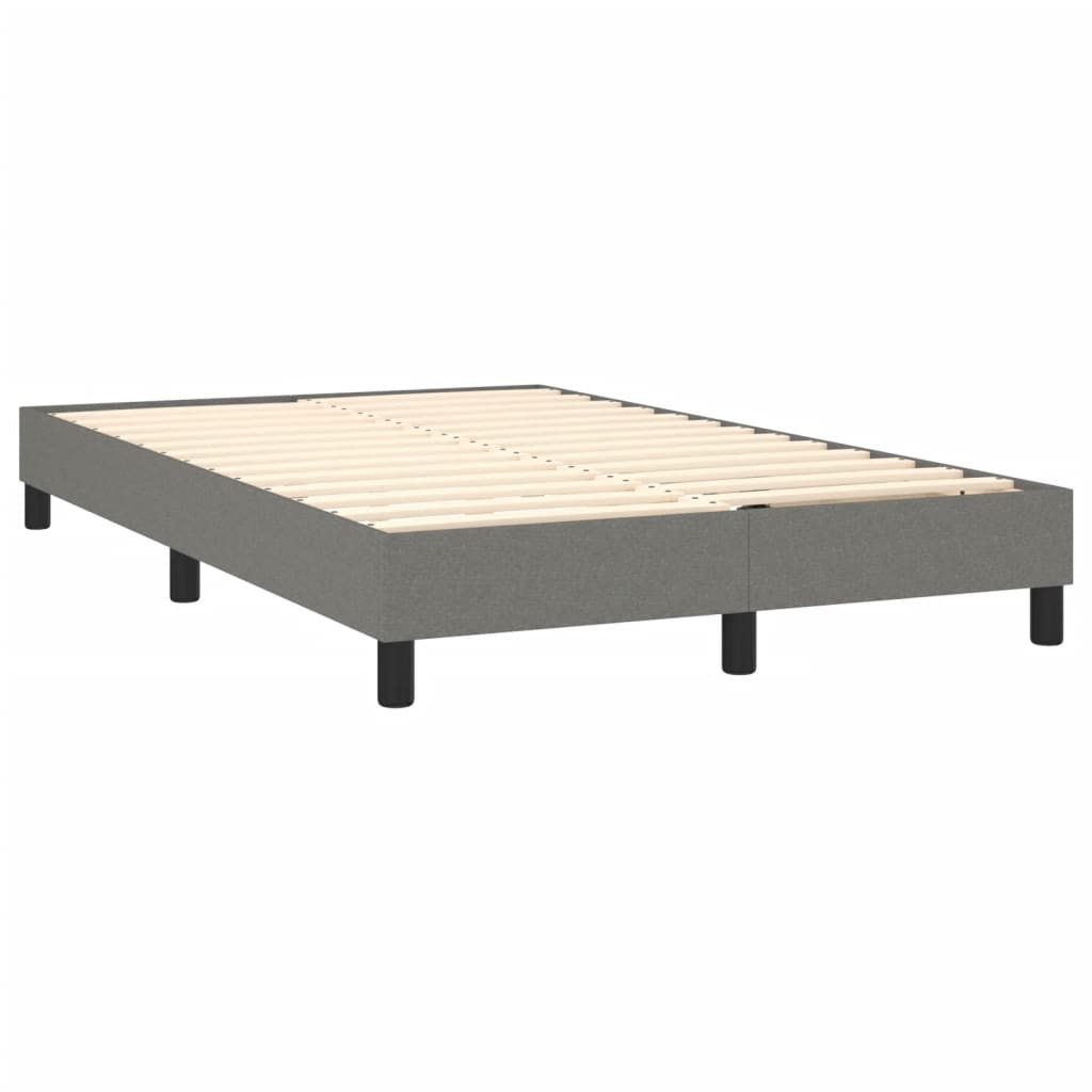 vidaXL Κρεβάτι Boxspring με Στρώμα & LED Σκ.Γκρι 120x200 εκ Υφασμάτινο
