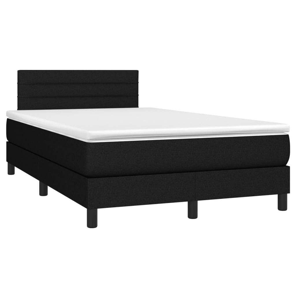 vidaXL Κρεβάτι Boxspring με Στρώμα & LED Μαύρο 120x200 εκ. Υφασμάτινο