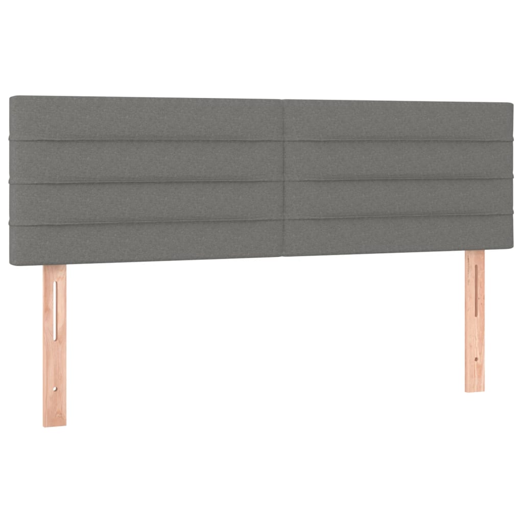vidaXL Κρεβάτι Boxspring με Στρώμα & LED Σκ.Γκρι 140x190 εκ Υφασμάτινο