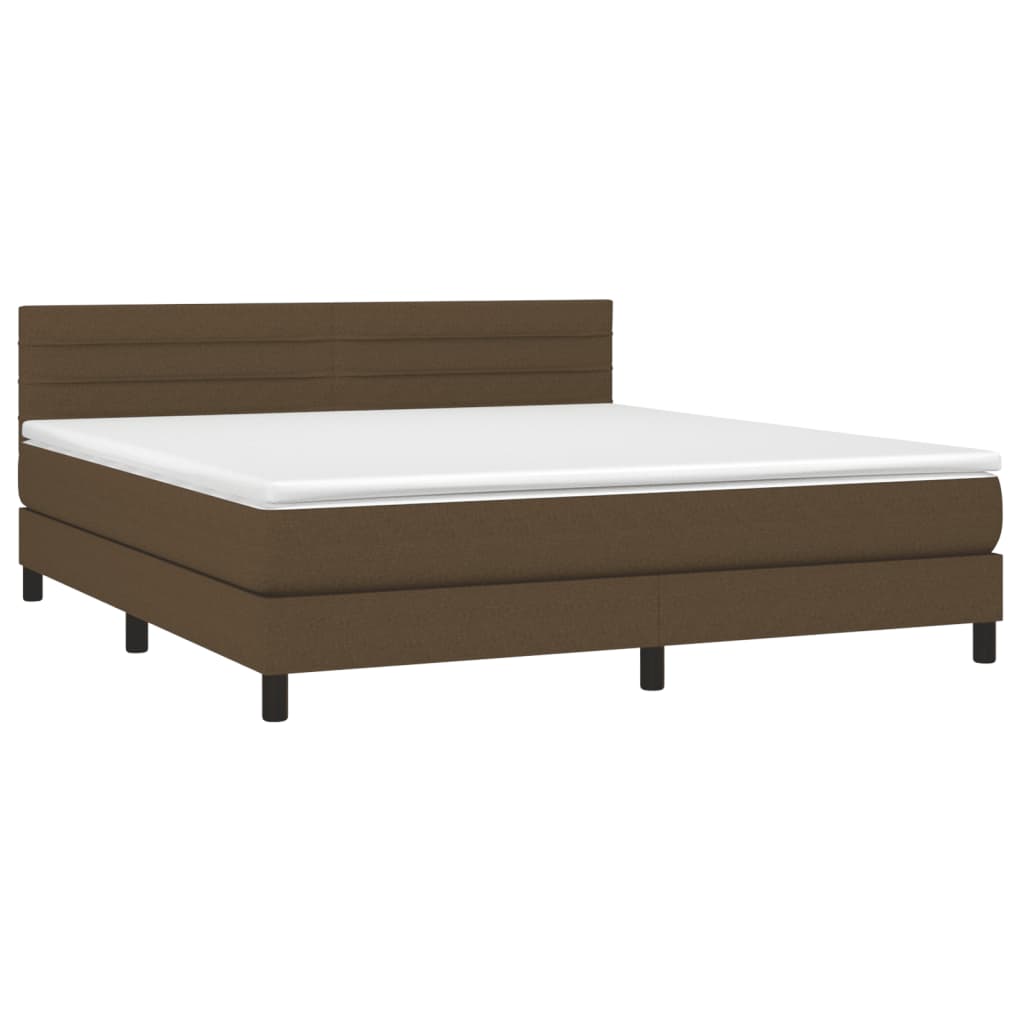 vidaXL Κρεβάτι Boxspring με Στρώμα & LED Σκ.Καφέ 160x200 εκ Υφασμάτινο