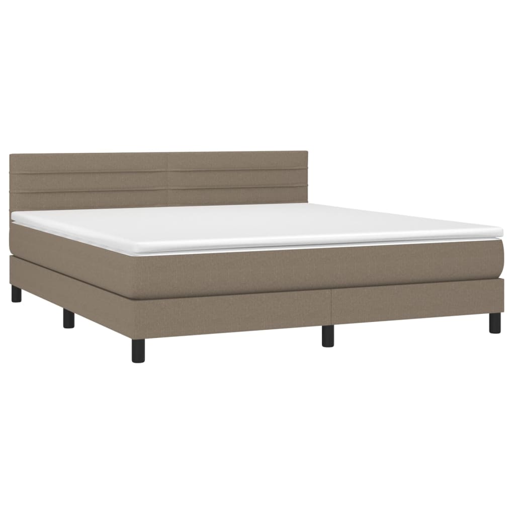 vidaXL Κρεβάτι Boxspring με Στρώμα & LED Taupe 180x200 εκ. Υφασμάτινο