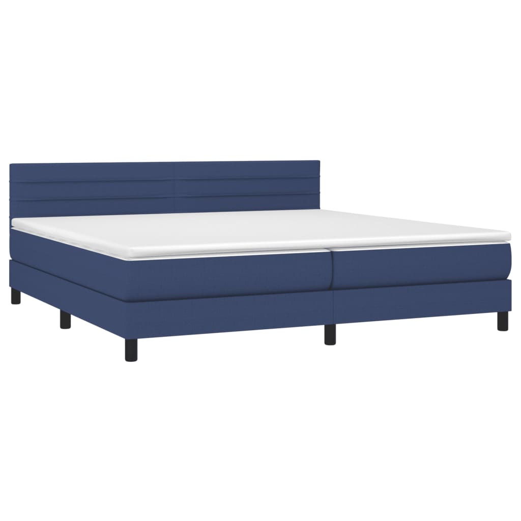 vidaXL Κρεβάτι Boxspring με Στρώμα & LED Μπλε 200x200 εκ. Υφασμάτινο