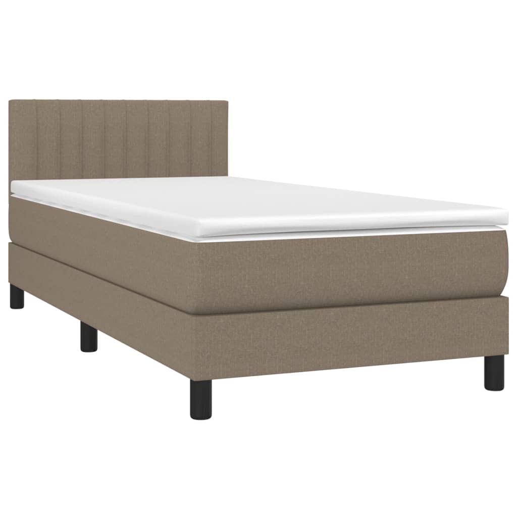 vidaXL Κρεβάτι Boxspring με Στρώμα & LED Taupe 90x190 εκ. Υφασμάτινο