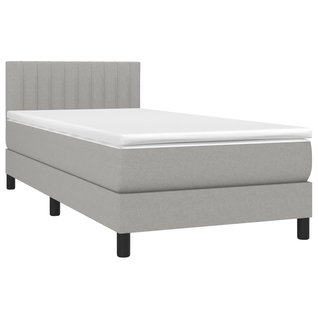 vidaXL Κρεβάτι Boxspring με Στρώμα & LED Αν.Γκρι 100x200 εκ Υφασμάτινο