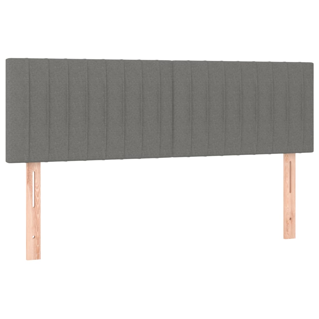 vidaXL Κρεβάτι Boxspring με Στρώμα & LED Σκ.Γκρι 140x190 εκ Υφασμάτινο