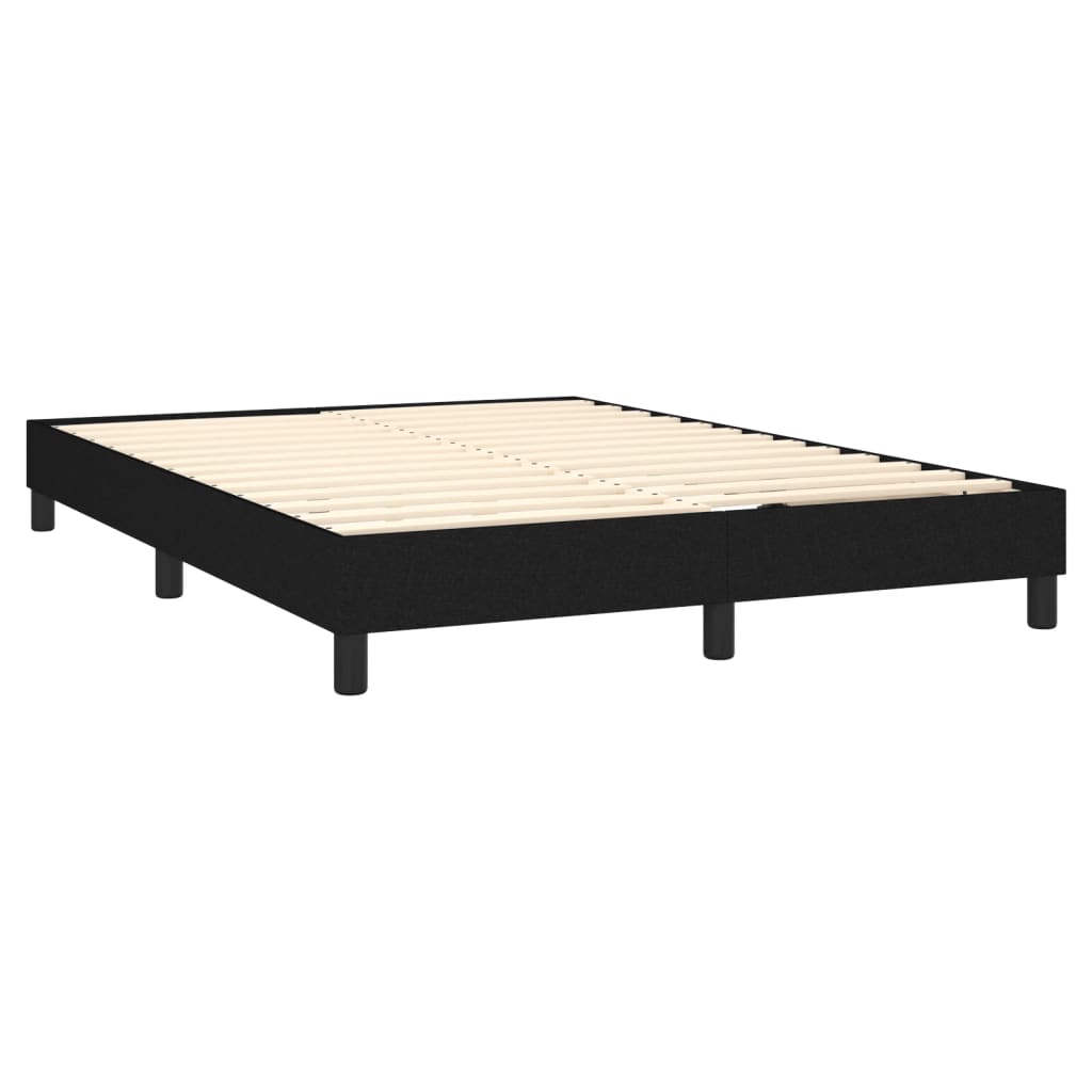 vidaXL Κρεβάτι Boxspring με Στρώμα & LED Μαύρο 140x200 εκ. Υφασμάτινο