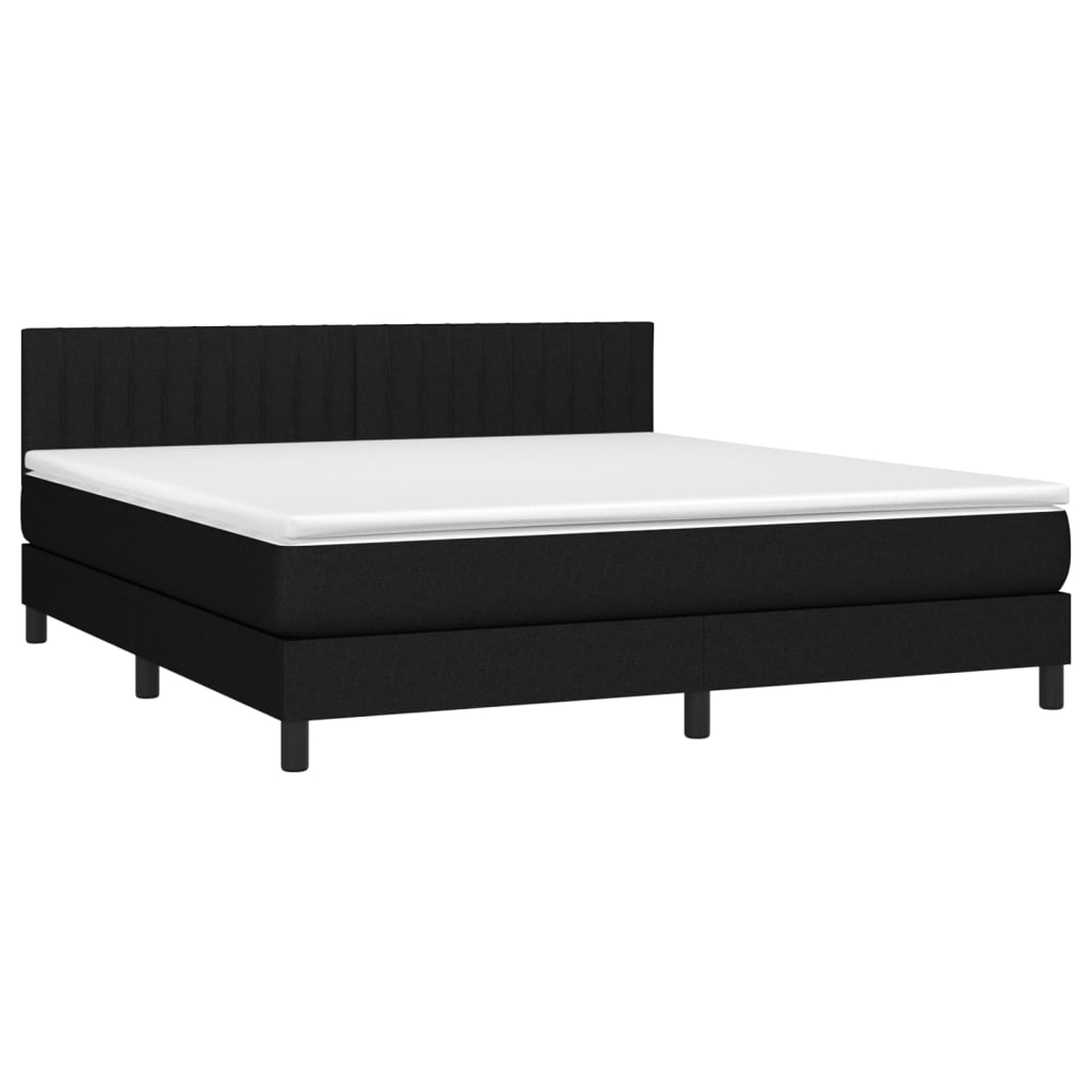 vidaXL Κρεβάτι Boxspring με Στρώμα & LED Μαύρο 160x200 εκ. Υφασμάτινο