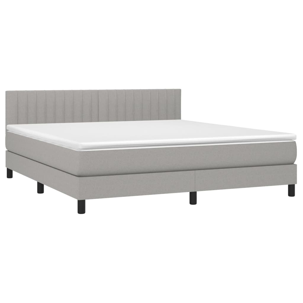 vidaXL Κρεβάτι Boxspring με Στρώμα & LED Αν.Γκρι 180x200 εκ Υφασμάτινο