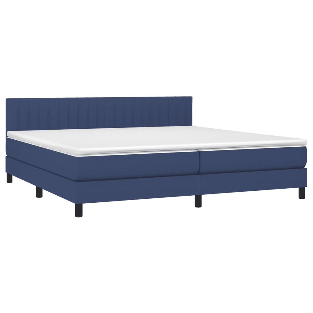 vidaXL Κρεβάτι Boxspring με Στρώμα & LED Μπλε 200x200 εκ. Υφασμάτινο