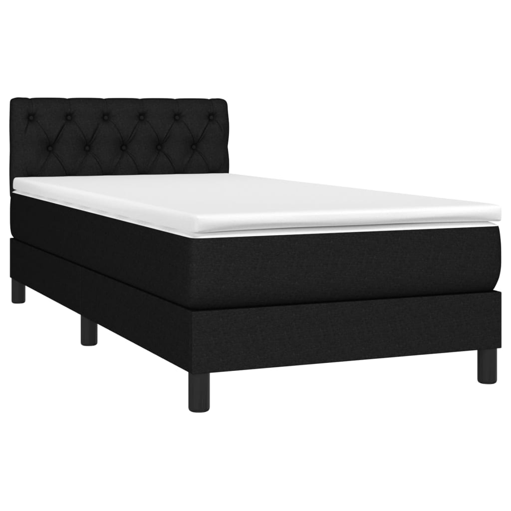 vidaXL Κρεβάτι Boxspring με Στρώμα & LED Μαύρο 80x200 εκ. Υφασμάτινο